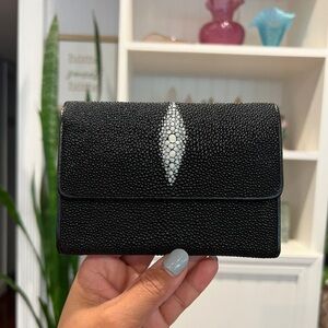 Shagreen Genuine Stingray Skin leather Trifold Wallet Made in Thailand